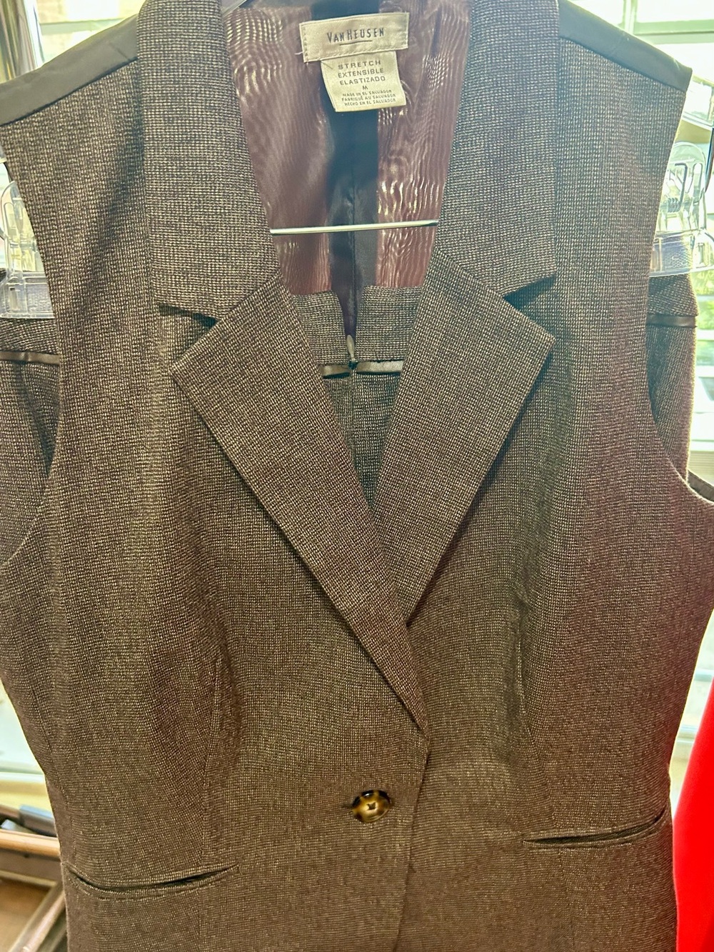 Van Heusen-Tweed Brown Suit women’s Tailored Vest(M) and Skirt (6)